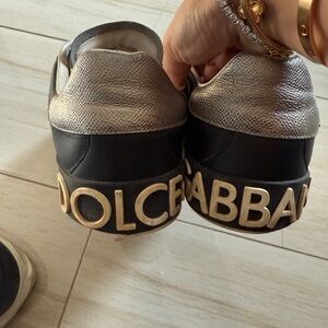 Dolce & Gabbana Metallic Silver and Black Sneakers